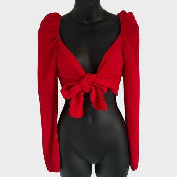 NWT PrettyLittleThing Tie Front Crop Top - Picture 4 of 11